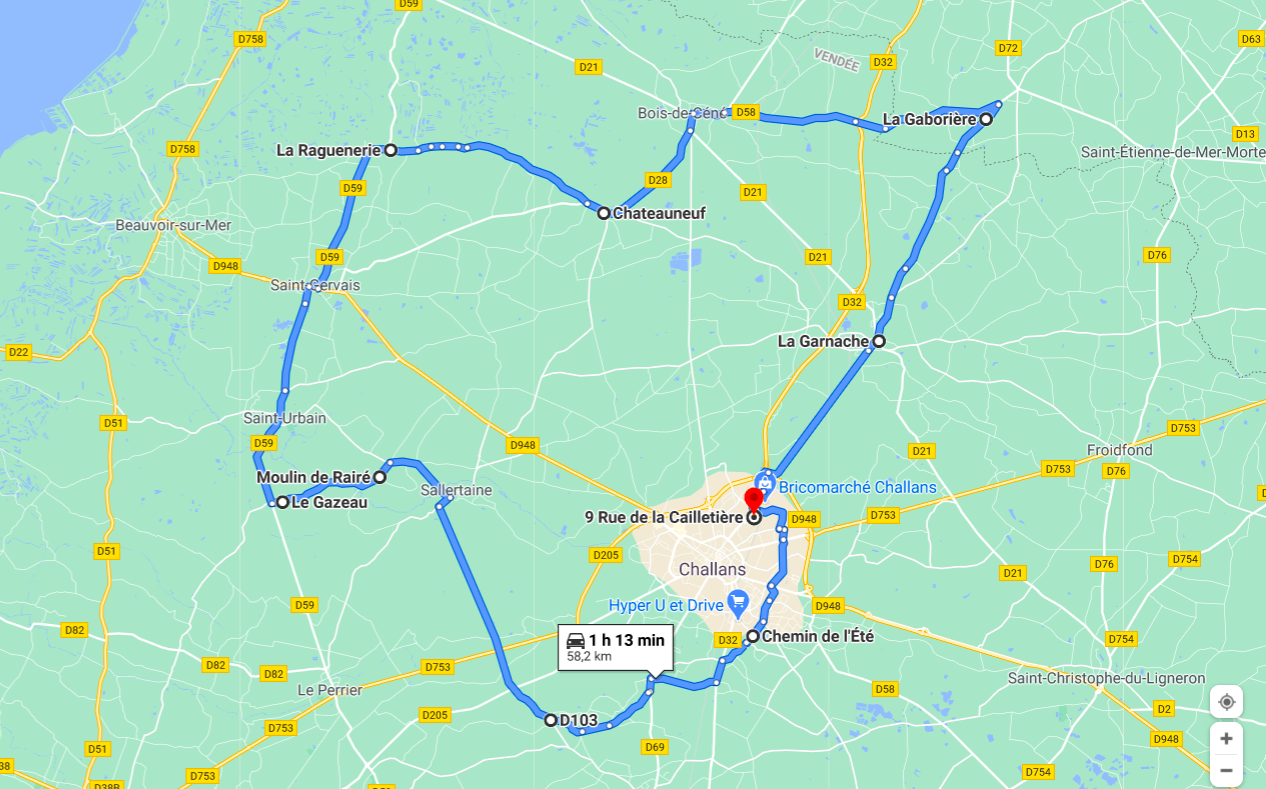 Parcours N615-58km-Marais