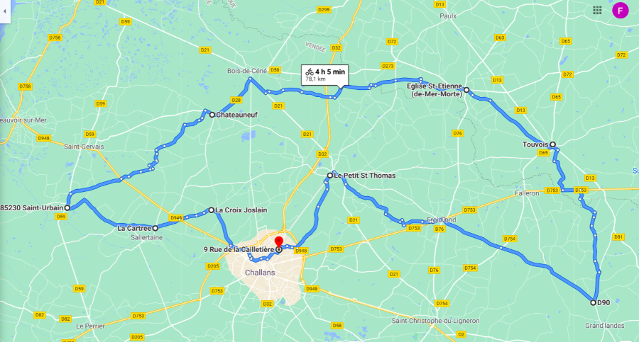 Parcours N819-77km-Marais Bocage
