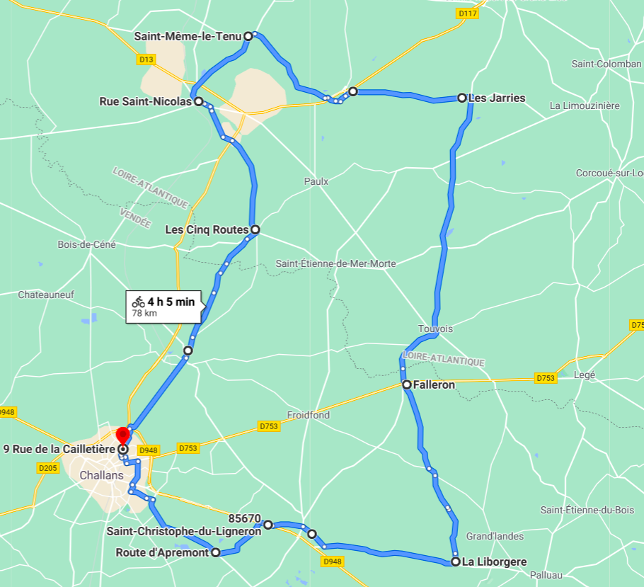 Parcours N809-78km-Bocage