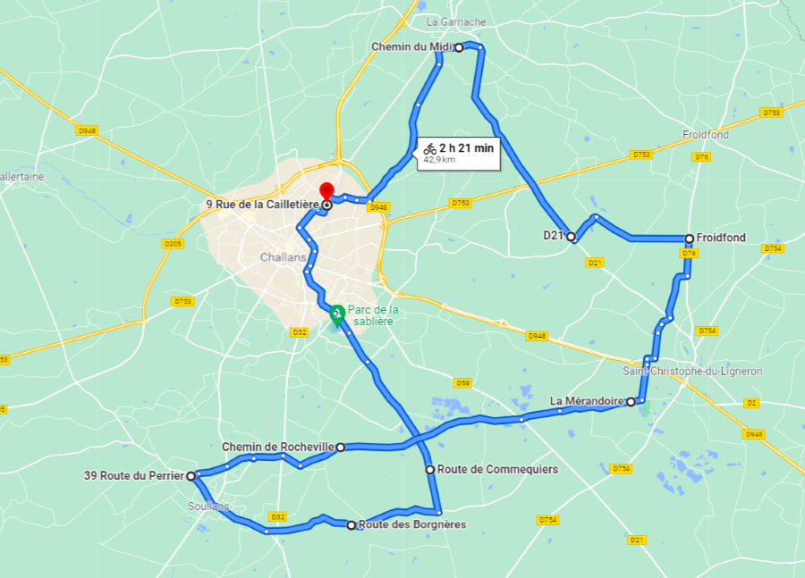 Parcours N40-12-43km-Bocage